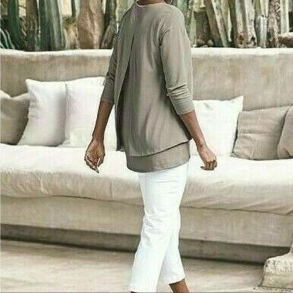 J Jill Pure Jill Elliptical Layered Top in Ash Gray Women's M - Picture 2 of 10